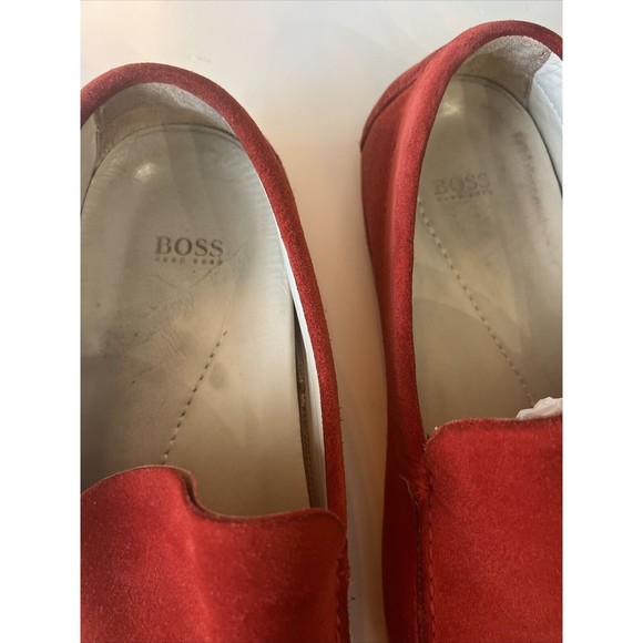 BOSS Hugo Boss Slip-On Suede Loafers, Moccasins Men's Holiday RED Sz 9 - Picture 3 of 9